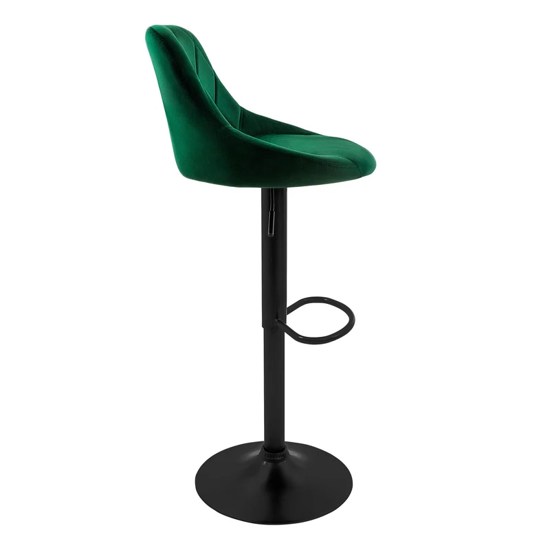 Barhocker 2er Set Grün Samtbezug mit Rückenlehne und Fußstütze höhenverstellbar 62-82cm ML-Design