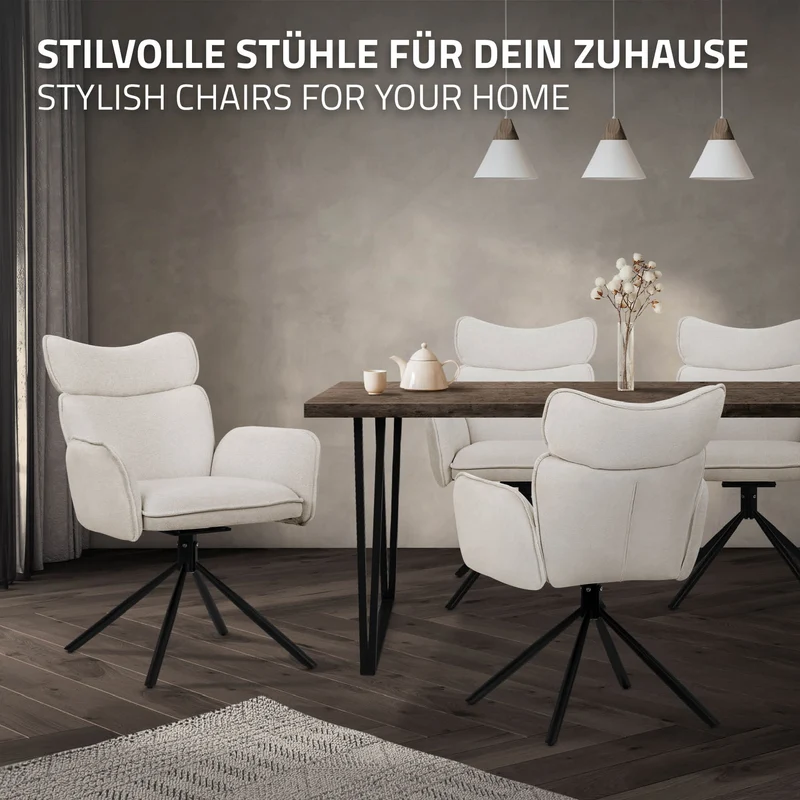 ML-Design | Esszimmerstuhl Set mit Metallbeinen Rücken- & Armlehne 63x68x89 cm, bis 120 kg, Küchenstuhl Wohnzimmerstuhl Polsterstuhl