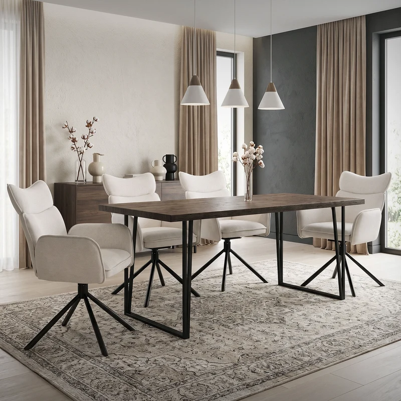 ML-Design | Esszimmerstuhl Set mit Metallbeinen Rücken- & Armlehne 63x68x89 cm, bis 120 kg, Küchenstuhl Wohnzimmerstuhl Polsterstuhl