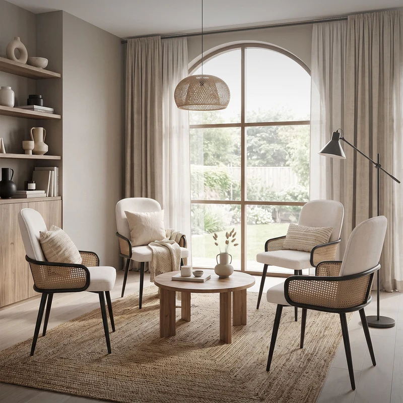 ML-Design | Esszimmerstuhl Set mit Metallbeinen Rücken- & Armlehne 51x91x61 cm, bis 120 kg, Küchenstuhl Wohnzimmerstuhl Polsterstuhl