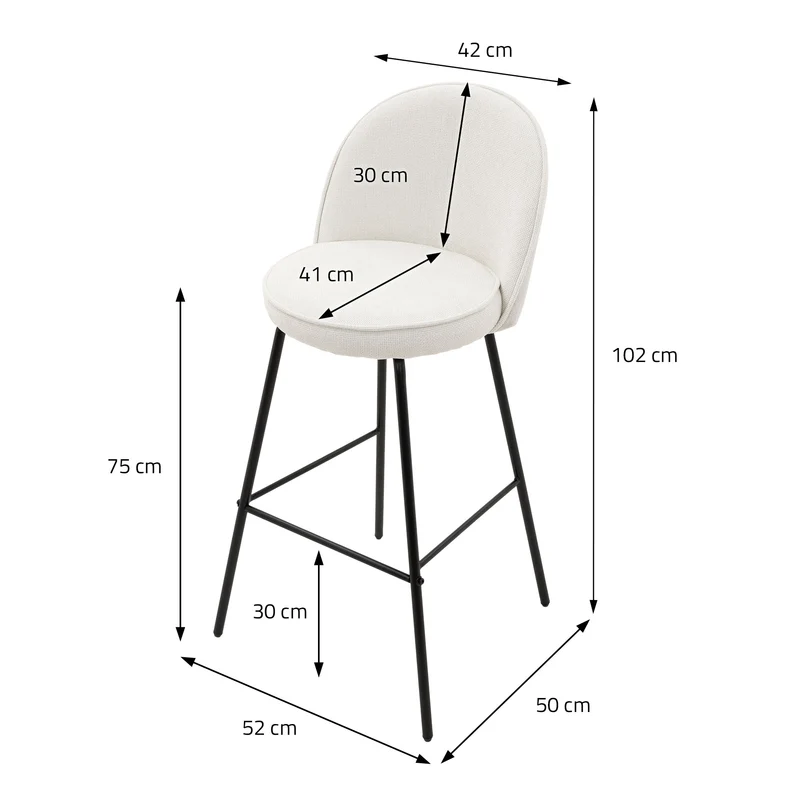 ML-Design | Barhocker Set mit Rückenlehne und Fußstütze, 52x102x50 cm, bis 120 kg, Tresenhocker Bistrohocker Thekenhocker