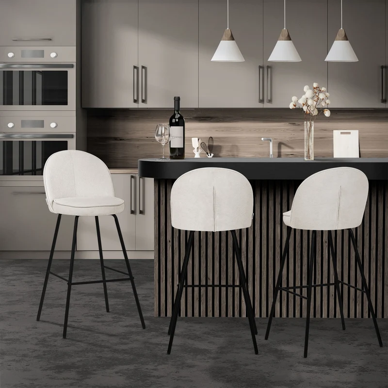 ML-Design | Barhocker Set mit Rückenlehne und Fußstütze, 52x102x50 cm, bis 120 kg, Tresenhocker Bistrohocker Thekenhocker
