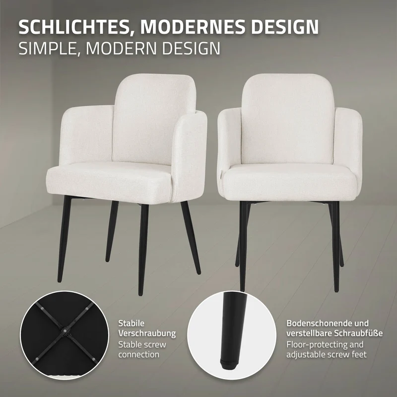 ML-Design | Esszimmerstuhl mit Metallbeinen Rücken- & Armlehne 59x86x59 cm, bis 120 kg, Wohnzimmerstuhl Polsterstuhl