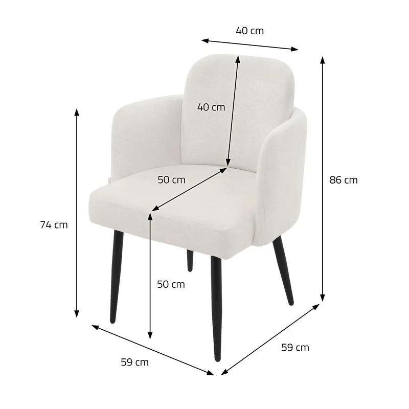 ML-Design | Esszimmerstuhl mit Metallbeinen Rücken- & Armlehne 59x86x59 cm, bis 120 kg, Wohnzimmerstuhl Polsterstuhl