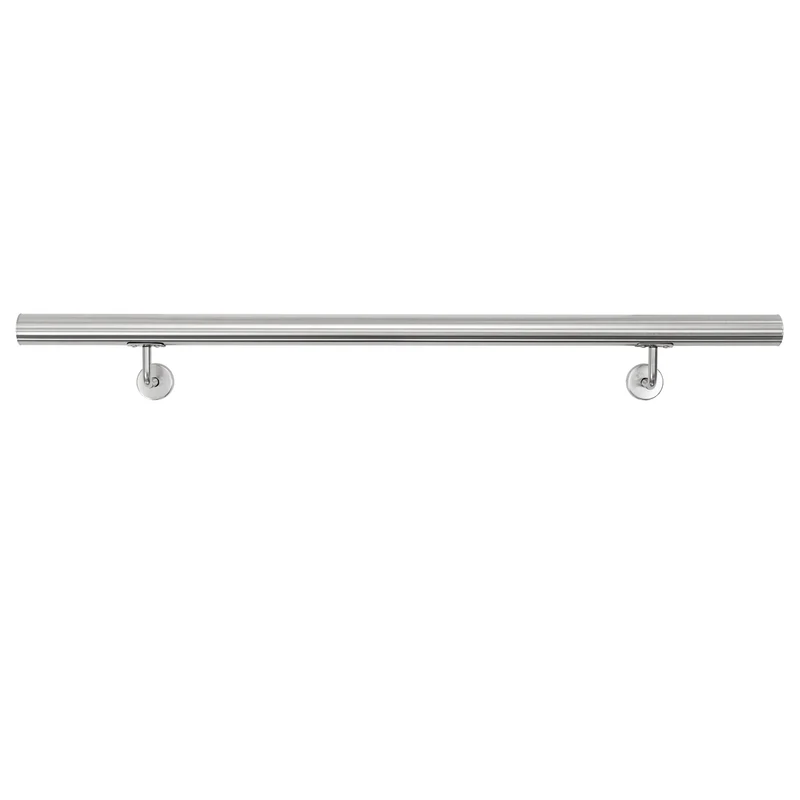 Edelstahl V2A Handlauf 100x4,2 cm Silber inkl. Wandhalterung