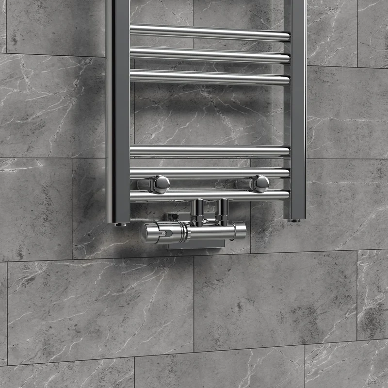 Ventil-Armaturen Set Multiblock Chrom Eckform inkl. Thermostatkopf LuxeBath