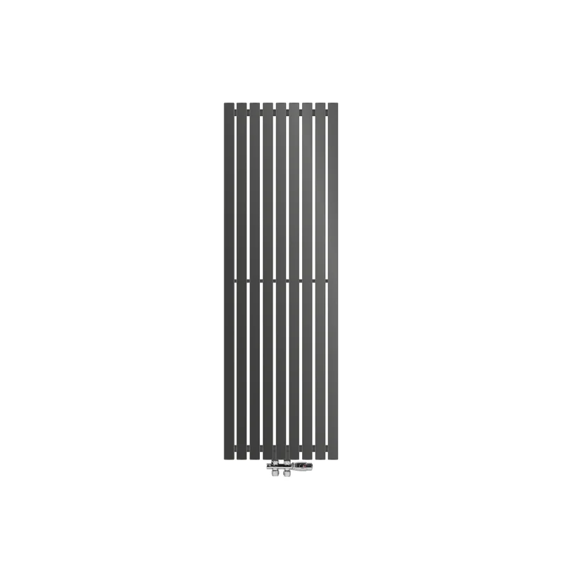 Badheizkörper Stella 480x1400 mm Anthrazit mit Wand Anschlussgarnitur