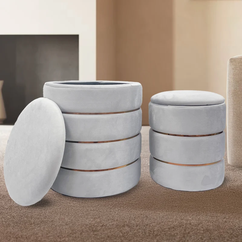 Coppia Pouf Poggiapiedi in Velluto 4 Colori Il Gruppone
