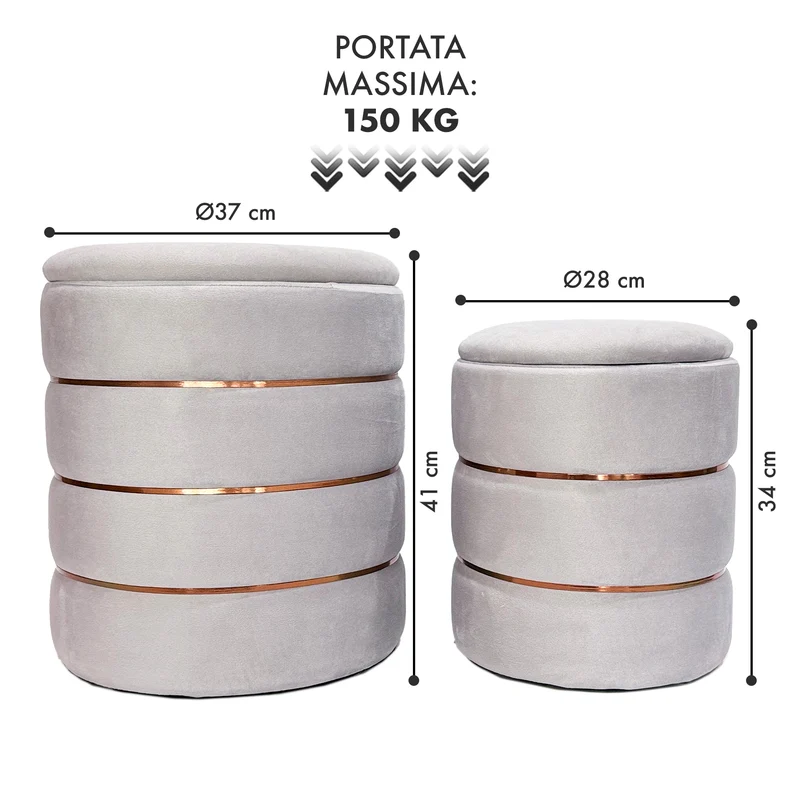Coppia Pouf Poggiapiedi in Velluto 4 Colori Il Gruppone