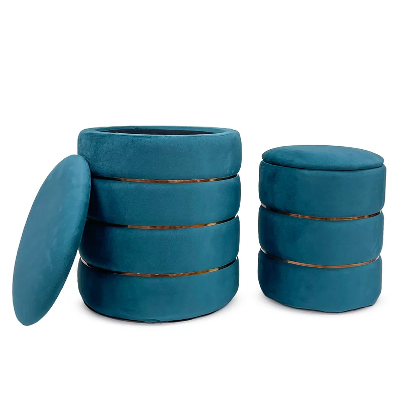 Coppia Pouf Poggiapiedi in Velluto 4 Colori Il Gruppone