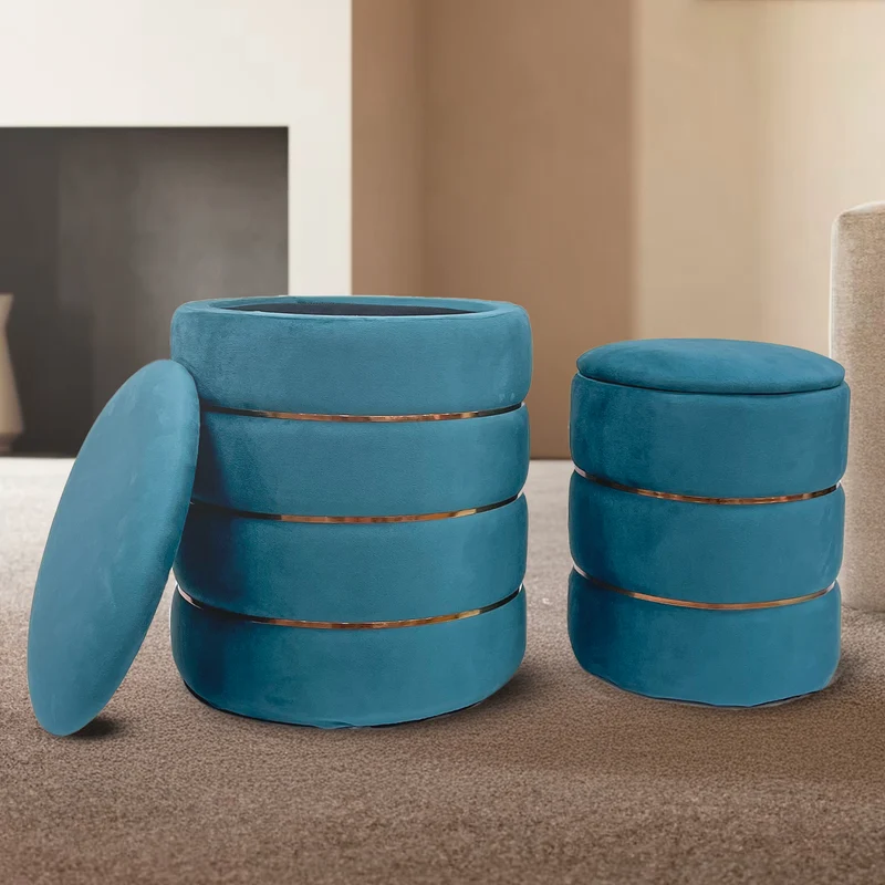 Coppia Pouf Poggiapiedi in Velluto 4 Colori Il Gruppone