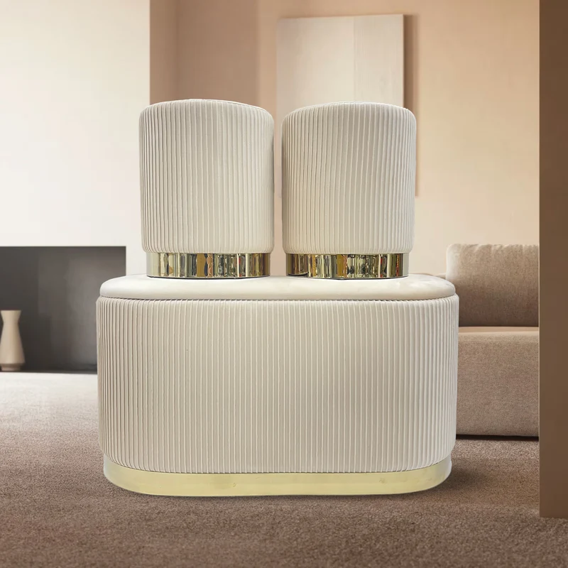 Set 3 Pouf Velluto Design Moderno Salvaspazio Il Gruppone