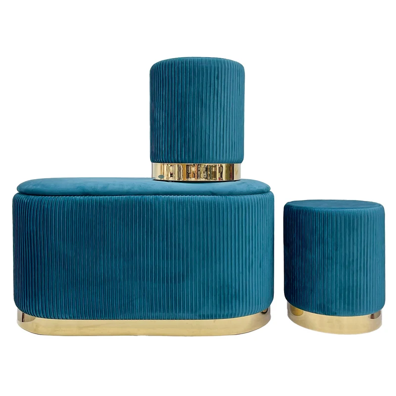 Set 3 Pouf Velluto Design Moderno Salvaspazio Il Gruppone