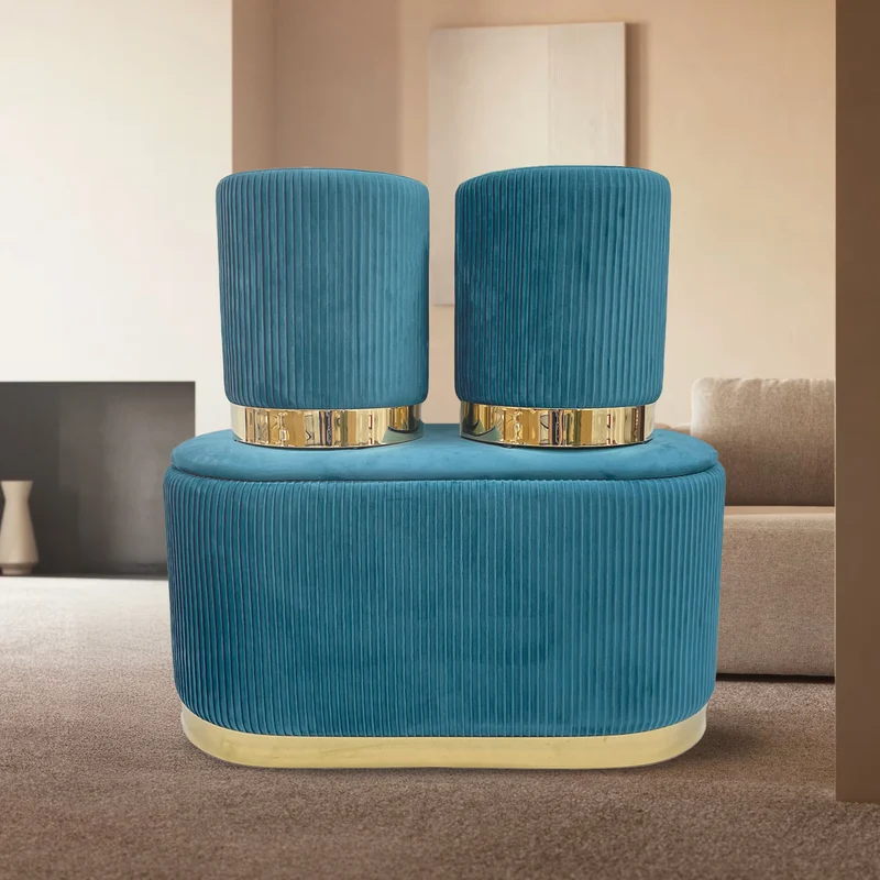 Set 3 Pouf Velluto Design Moderno Salvaspazio Il Gruppone