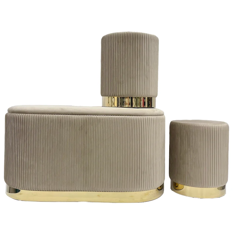 Set 3 Pouf Velluto Design Moderno Salvaspazio Il Gruppone