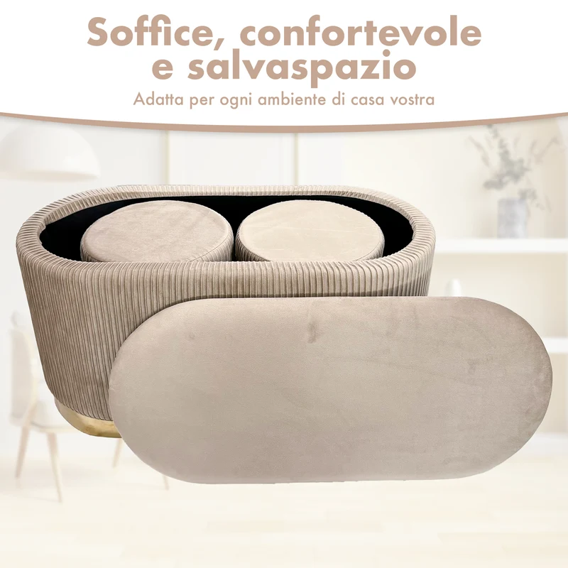 Set 3 Pouf Velluto Design Moderno Salvaspazio Il Gruppone