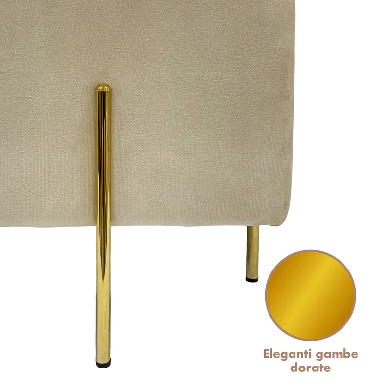 Pouf Contenitore in Velluto con Gambe Oro Il Gruppone