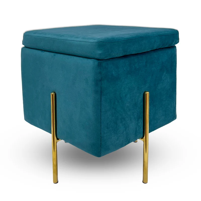 Pouf Contenitore in Velluto con Gambe Oro Il Gruppone