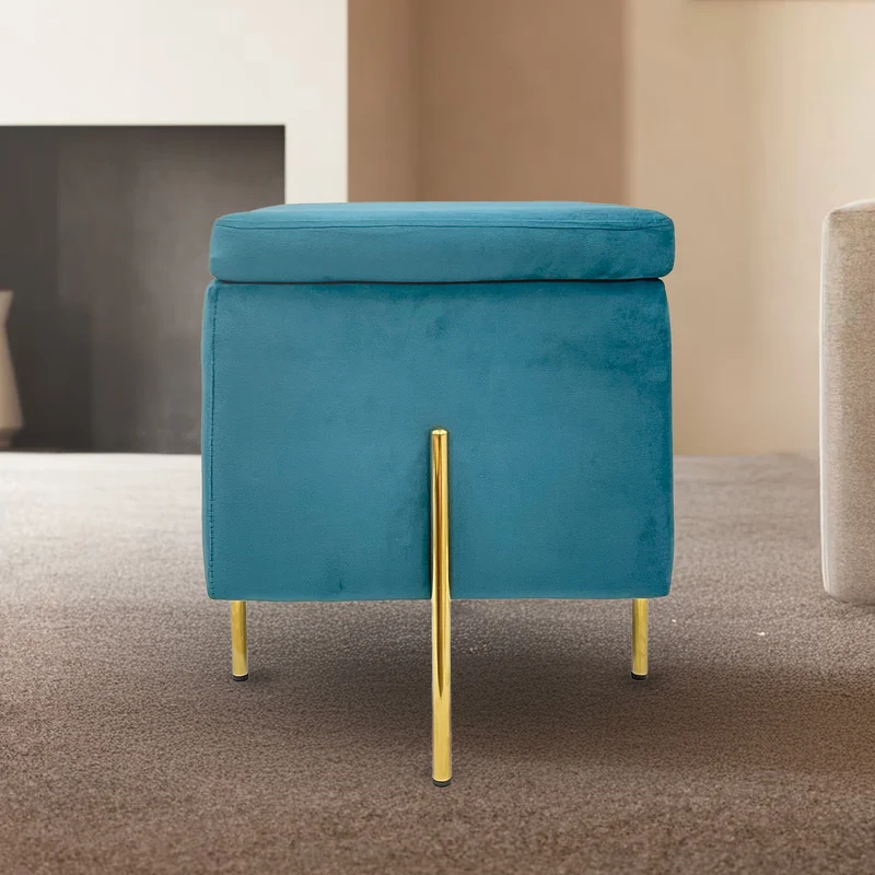 Pouf Contenitore in Velluto con Gambe Oro Il Gruppone