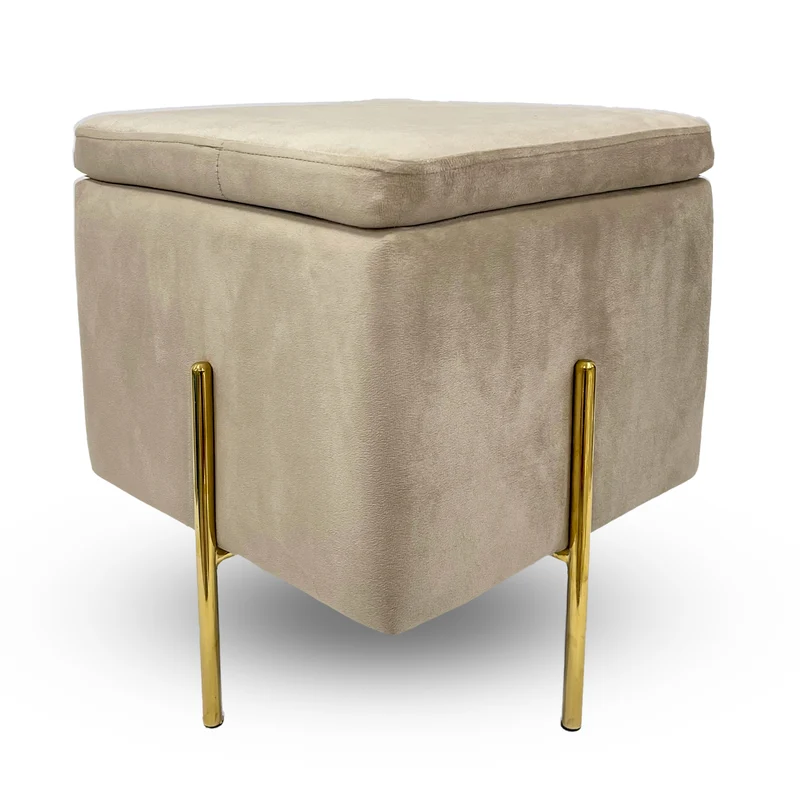 Pouf Contenitore in Velluto con Gambe Oro Il Gruppone