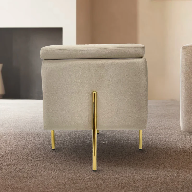 Pouf Contenitore in Velluto con Gambe Oro Il Gruppone