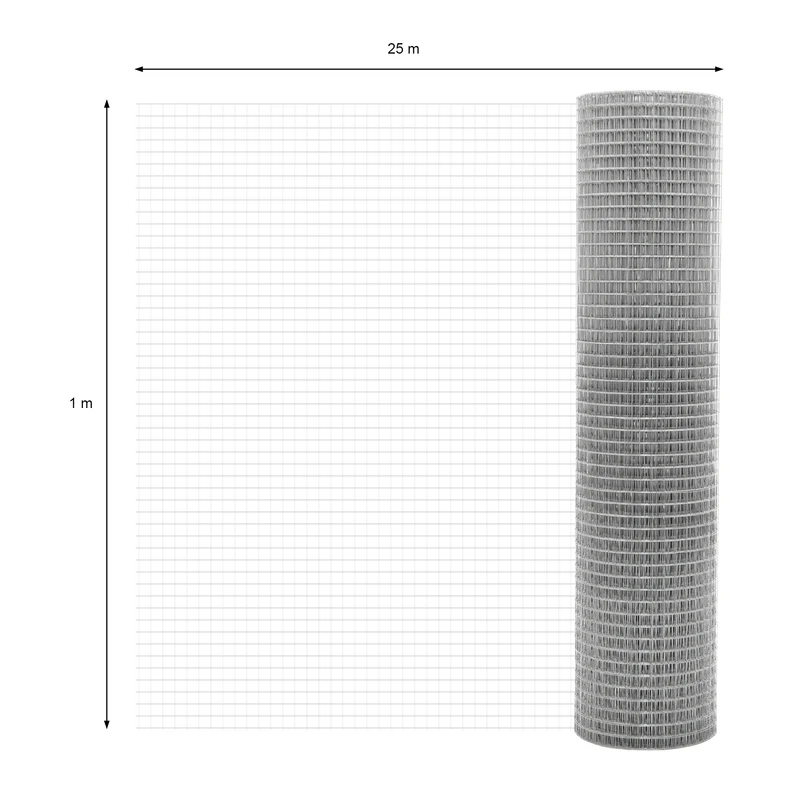 Volierendraht Silber aus verzinktem Stahl 1x25m Drahtstärke 1,2mm Maschenweite 19x19mm