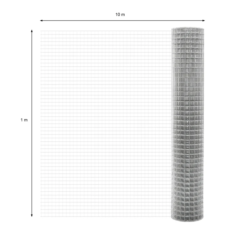 Volierendraht Silber aus verzinktem Stahl 1x10m Drahtstärke 0,7mm Maschenweite 12x12mm