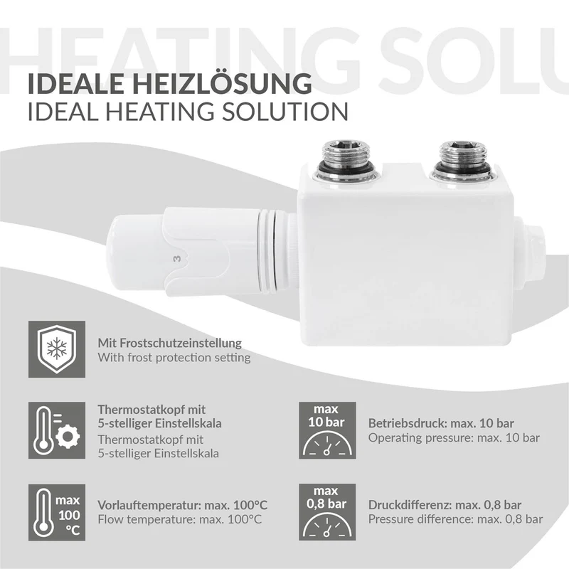 LuxeBath | Ventil-Armaturen Set Multiblock Universal-, Eck- oder Durchgangsform inkl. Thermostatkopf für Badheizkörper