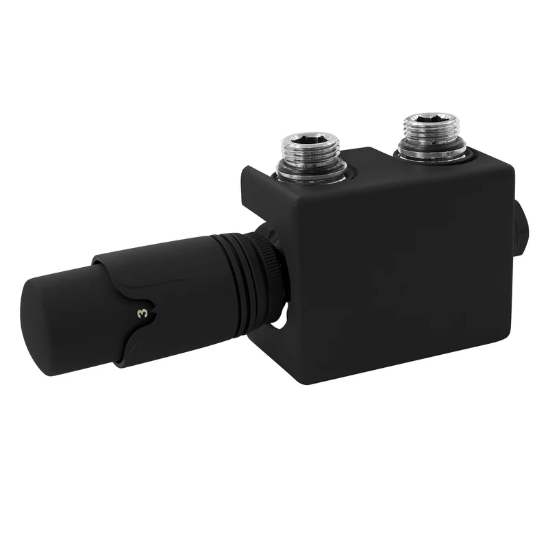 Ventil-Armaturen Set Multiblock Schwarz Universal inkl. Thermostatkopf LuxeBath
