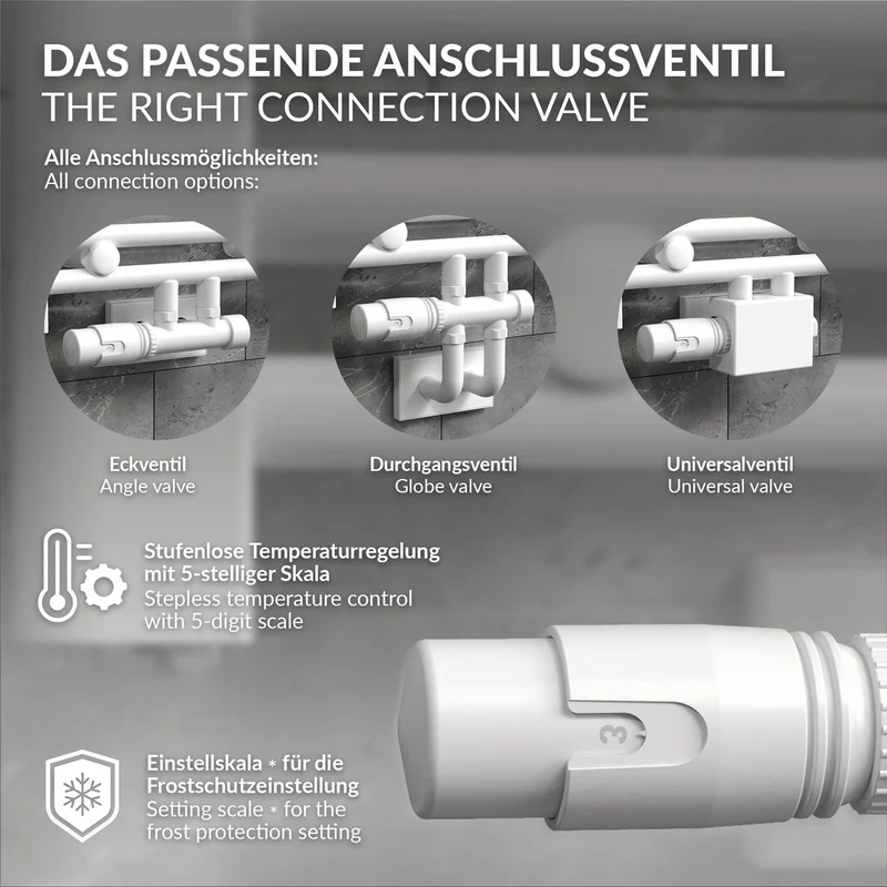 LuxeBath | Ventil-Armaturen Set Multiblock Universal-, Eck- oder Durchgangsform inkl. Thermostatkopf für Badheizkörper