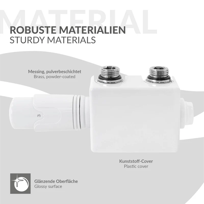 LuxeBath | Ventil-Armaturen Set Multiblock Universal-, Eck- oder Durchgangsform inkl. Thermostatkopf für Badheizkörper