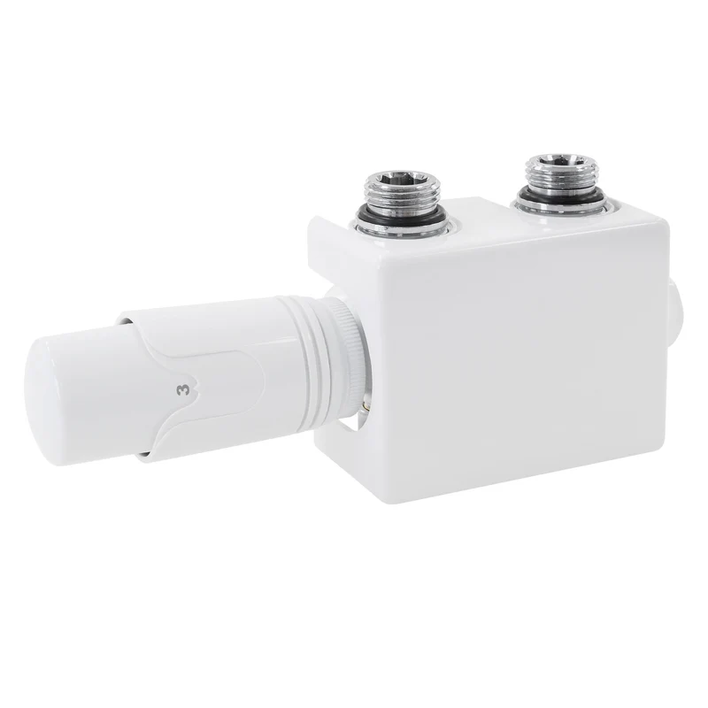 Ventil Armaturen Set Multiblock Weiß Universal inkl. Thermostatkopf LuxeBath