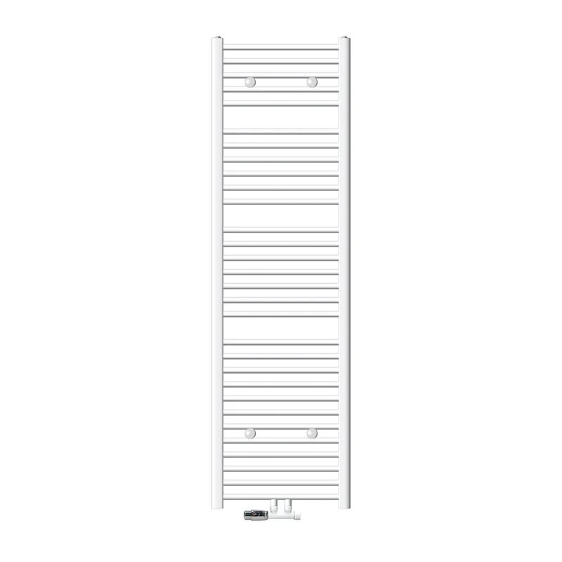 Badheizkörper Mittelanschluss 500x1800 mm Weiß gerade mit Wand Anschlussgarnitur LuxeBath