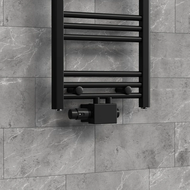 Ventil-Armaturen Set Multiblock Schwarz Universal inkl. Thermostatkopf LuxeBath