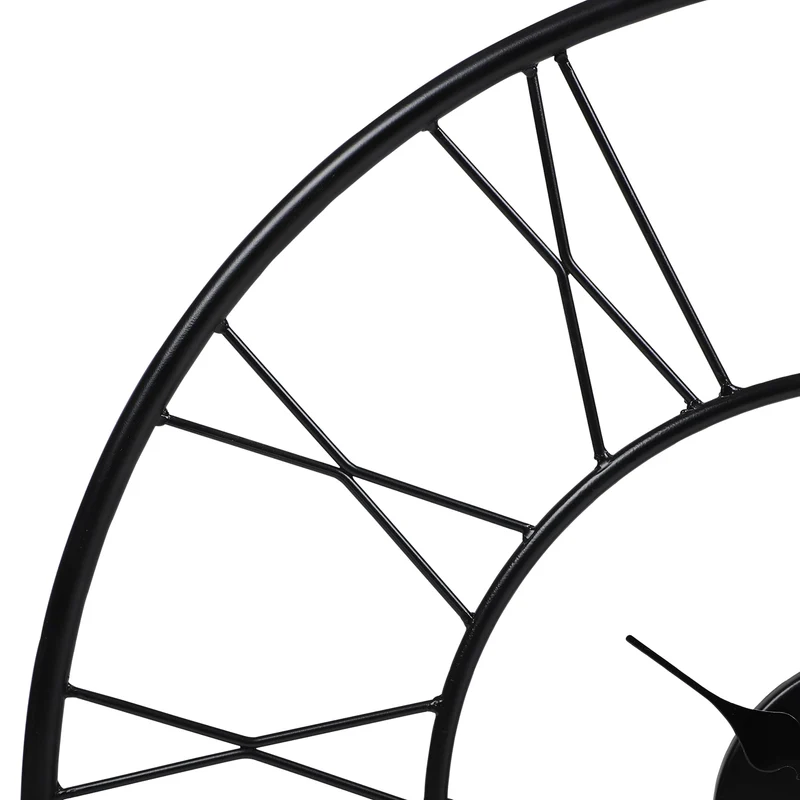 Große Wanduhr Ø 85 cm Schwarz aus Eisen und Mangoholz WOMO-Design