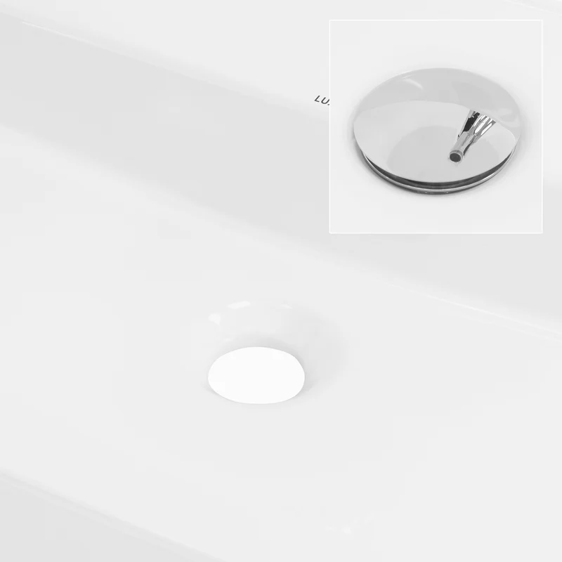 Waschbecken inkl. Ablaufgarnitur Silber ohne Überlauf 80x40x12 cm Weiß aus Keramik LuxeBath