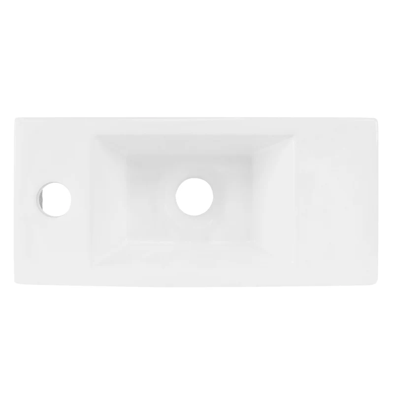 Waschbecken inkl. Ablaufgarnitur Weiß ohne Überlauf 40x18,5x10 cm Weiß aus Keramik Linksbündig ML-Design