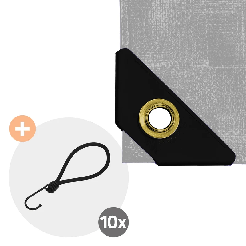 Abdeckplane mit Ösen 2x3 m 650 g/m² mit 10 Spanngummis Grau aus PVC