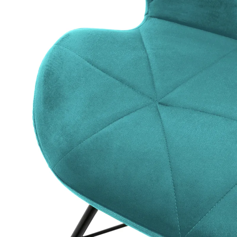 Esszimmerstühle mit Rückenlehne 2er Set Türkis Samtbezug mit Metallbeinen ML-Design
