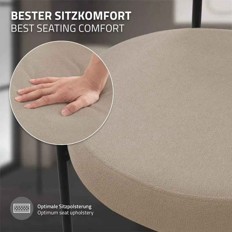 Esszimmerstuhl 2er Set mit Teddystoff mit Rückenlehne Braun Küchenstuhl ML-Design