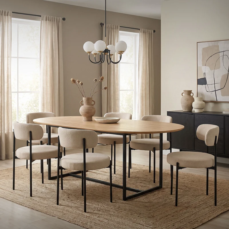 Esszimmerstuhl 2er Set mit Teddystoff mit Rückenlehne Braun Küchenstuhl ML-Design