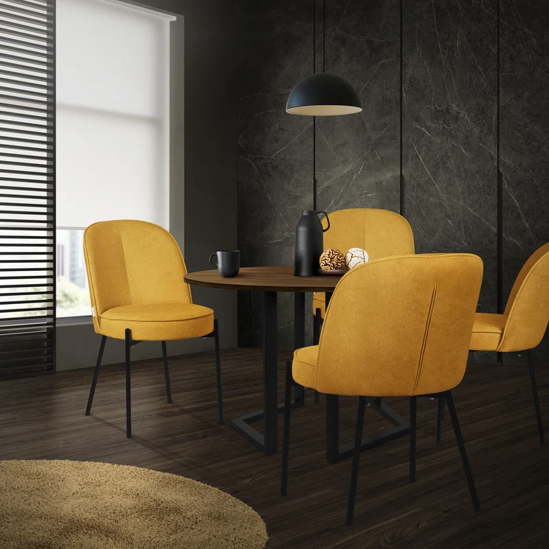 Esszimmerstühle 4er Set Senf mit Rückenlehne, Polsterstühle für Esszimmer & Küche ML-Design