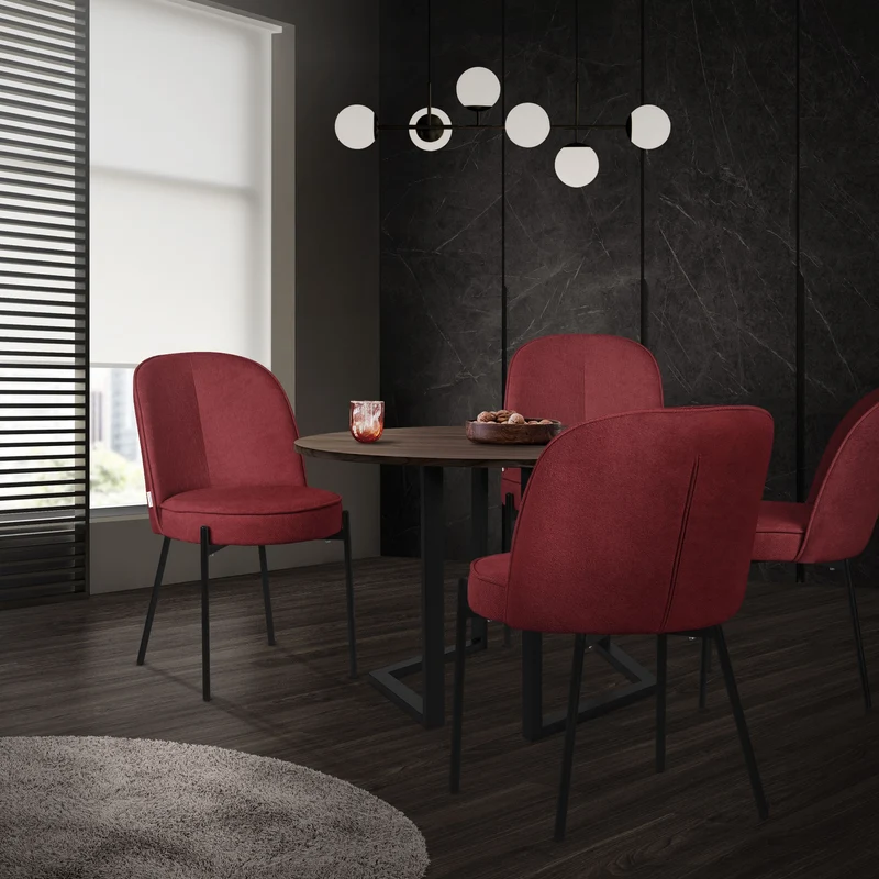 Esszimmerstühle 2er Set Rot mit Rückenlehne, Polsterstühle für Esszimmer & Küche ML-Design