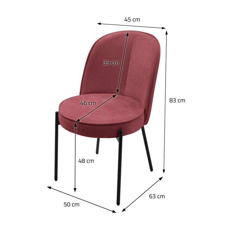 Esszimmerstühle 4er Set Rot mit Rückenlehne, Polsterstühle für Esszimmer & Küche ML-Design