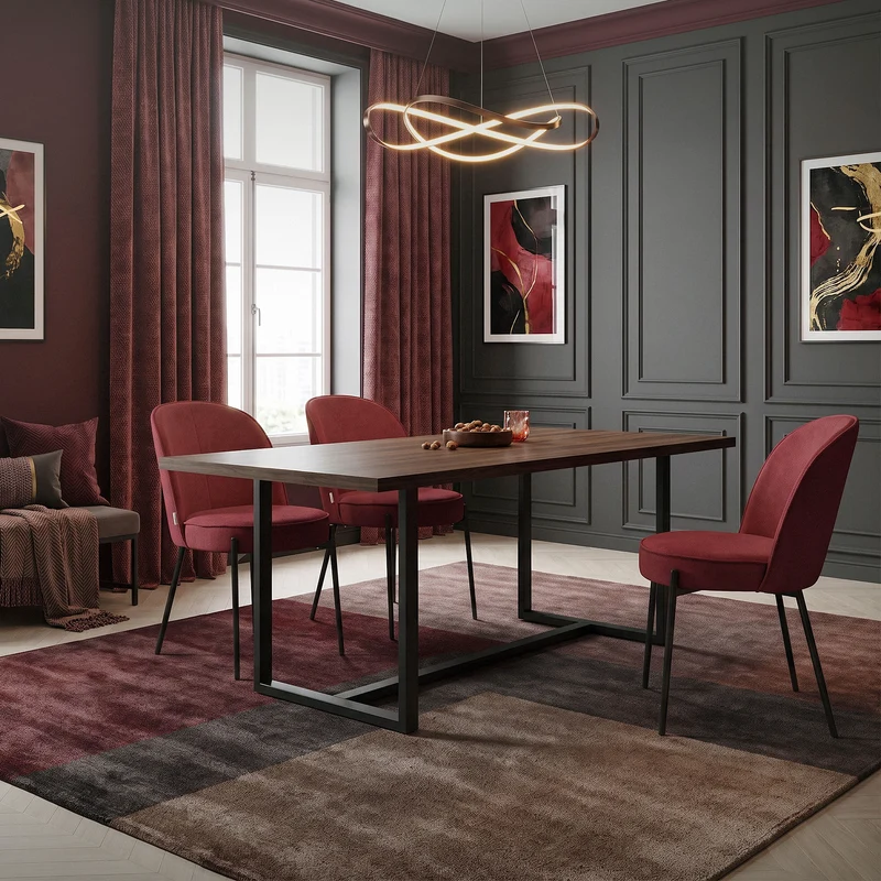 Esszimmerstühle 4er Set Rot mit Rückenlehne, Polsterstühle für Esszimmer & Küche ML-Design