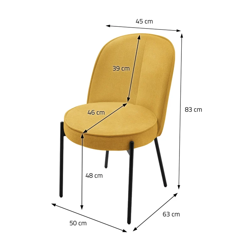 Esszimmerstühle 6er Set Senf mit Rückenlehne, Polsterstühle für Esszimmer & Küche ML-Design