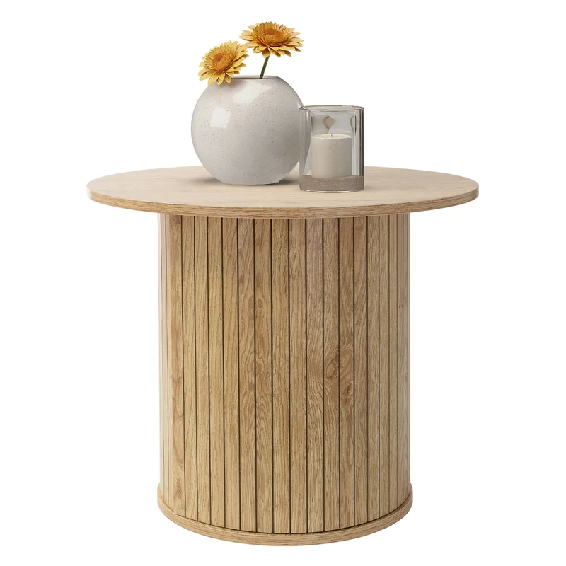 Couchtisch rund Ø60 x 50 cm, Holz-Optik, Braun, Wohnzimmertisch ML-Design