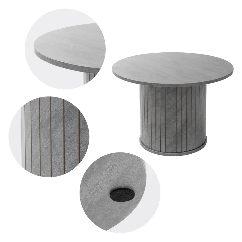 Couchtisch rund Ø60 x 40 cm, Beton-Optik, Grau, Wohnzimmertisch ML-Design