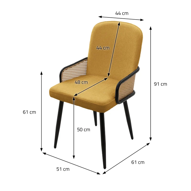 Esszimmerstühle 4er Set Senf mit Arm- & Rückenlehne, Polsterstühle für Esszimmer & Küche ML-Design