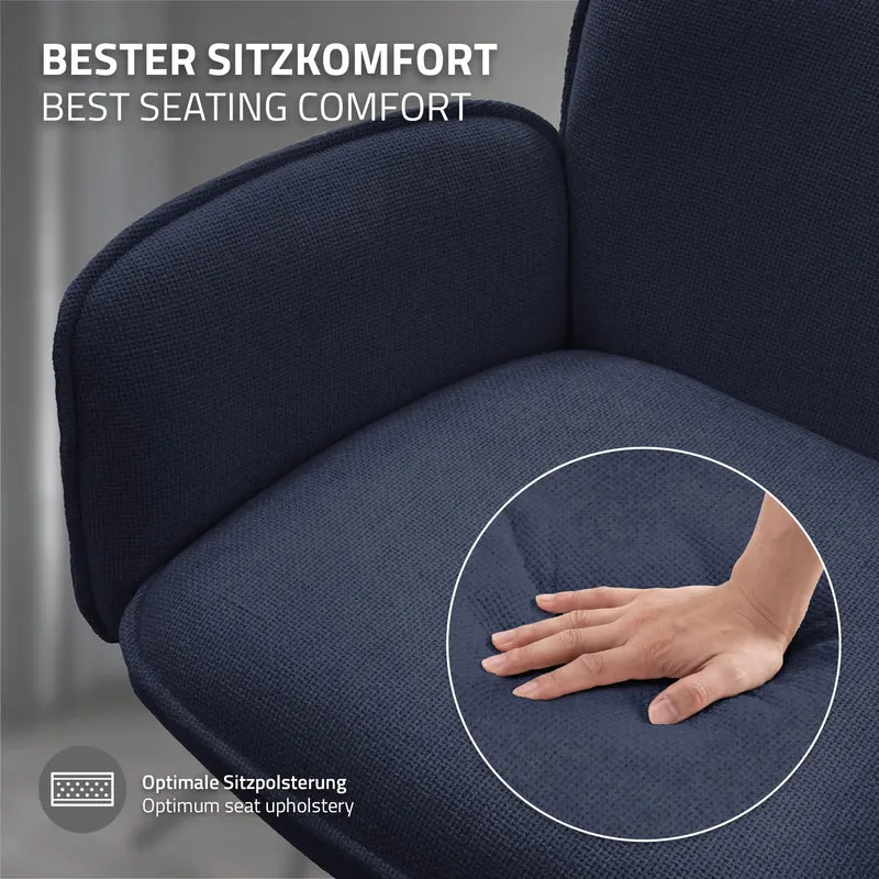 Esszimmerstuhl 4er Set drehbar Dunkelblau mit Rücken- und Armlehne bis 120 kg ML-Design